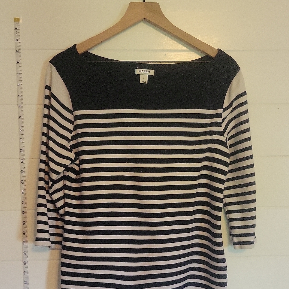 Navy and White Striped Top